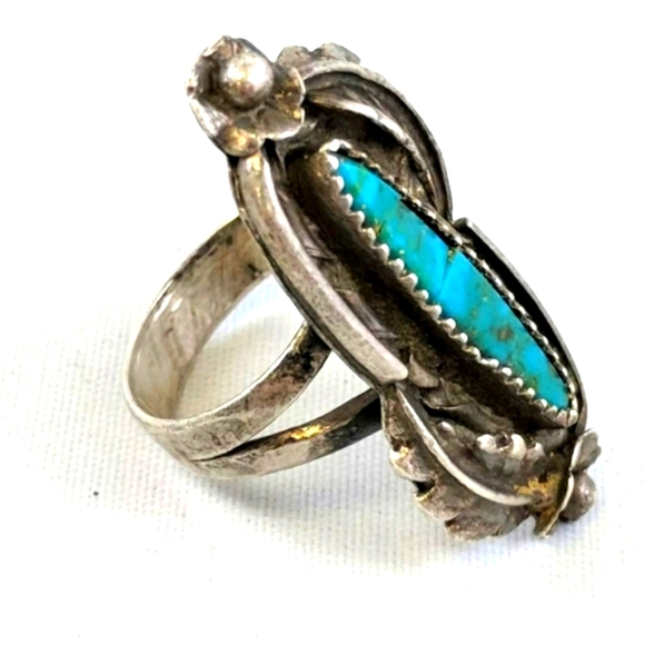 Navajo Jewelry - GENUINE NAVAJO VINTAGE TURQUOISE  Sterling Silver RING S7